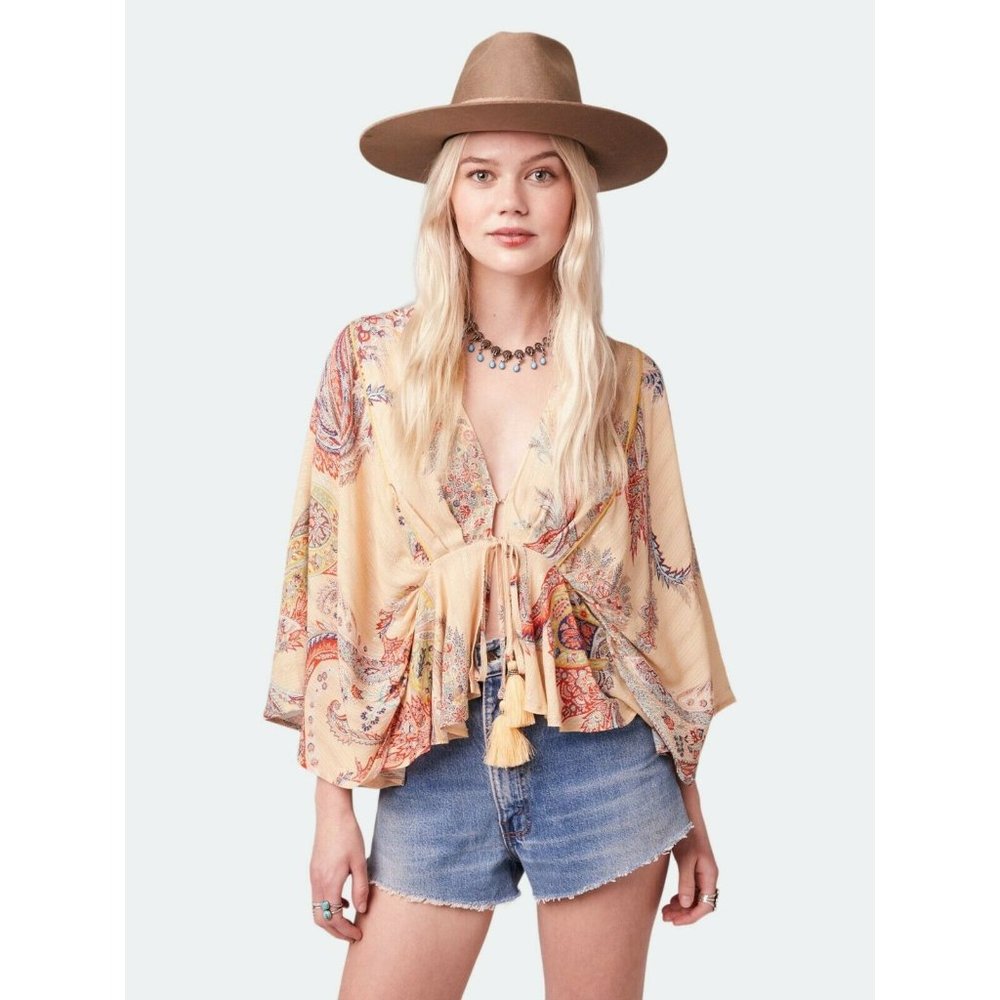 B.O.G. Collective Sandrio Butter Paisley Batwing women's SMALL swingy Blouse S